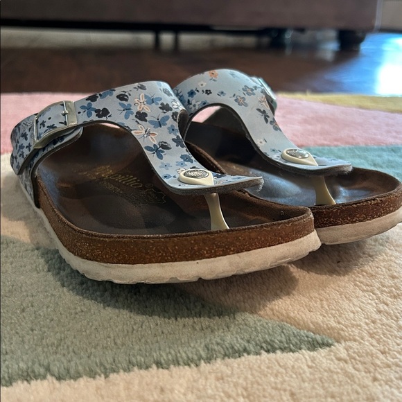 Birkenstock Papillio Gizeh Thong Leather Sandals Floral Butterflies Blue - Picture 9 of 17